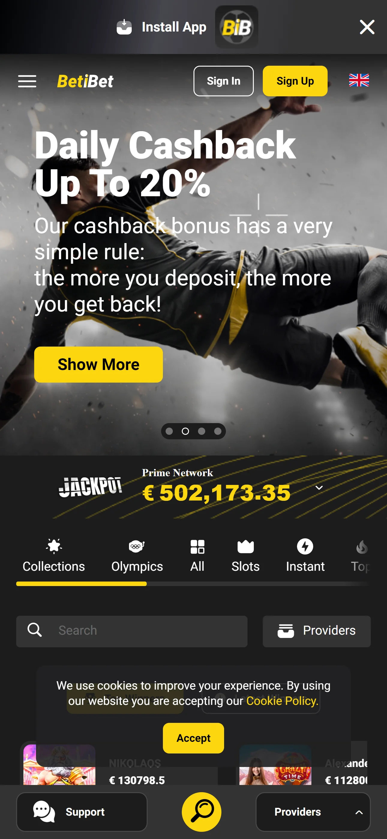BetiBet Casino — mobiel